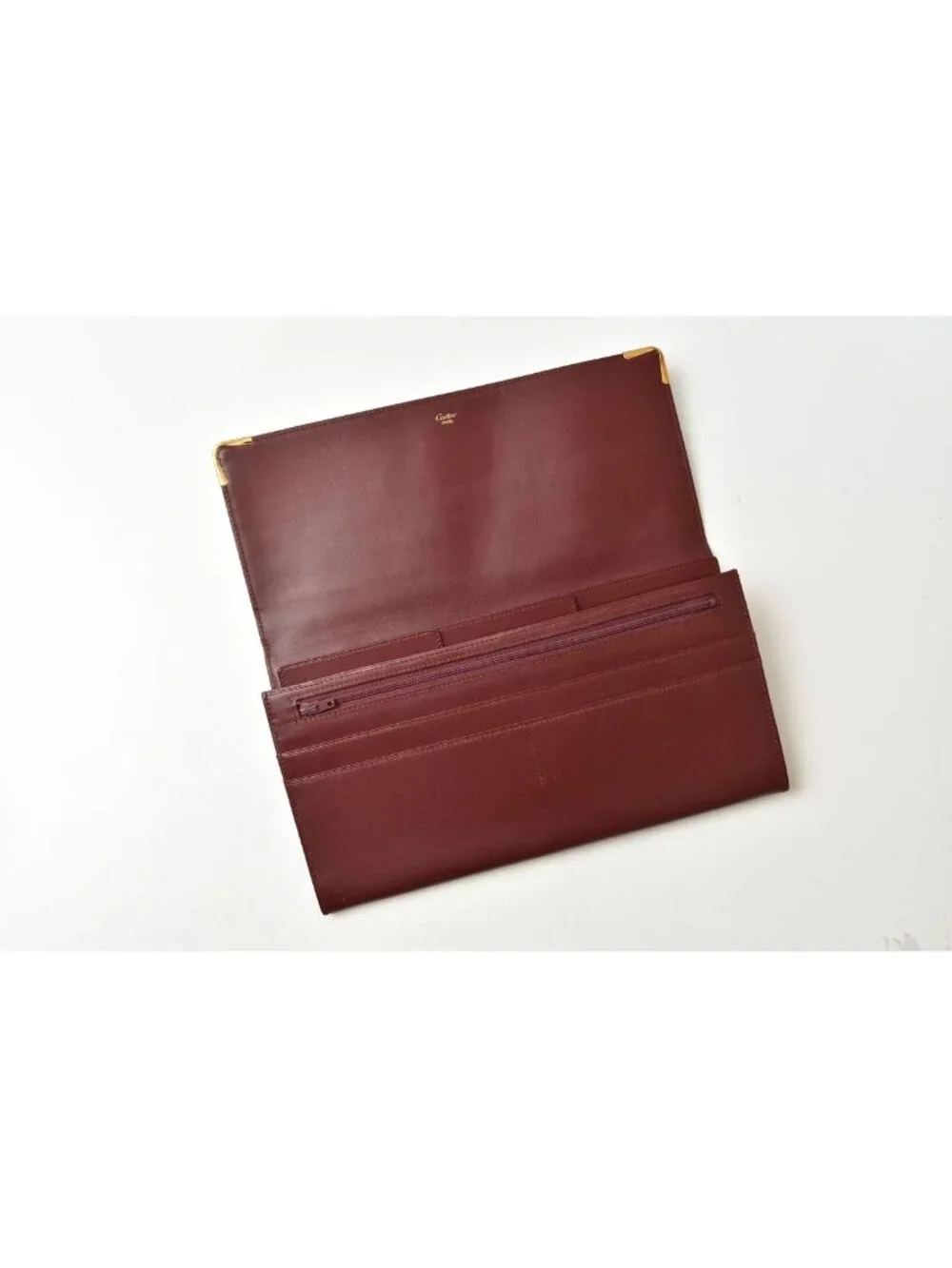 Cartier Clutch Business Must Line Vintage Leather Bordeaux